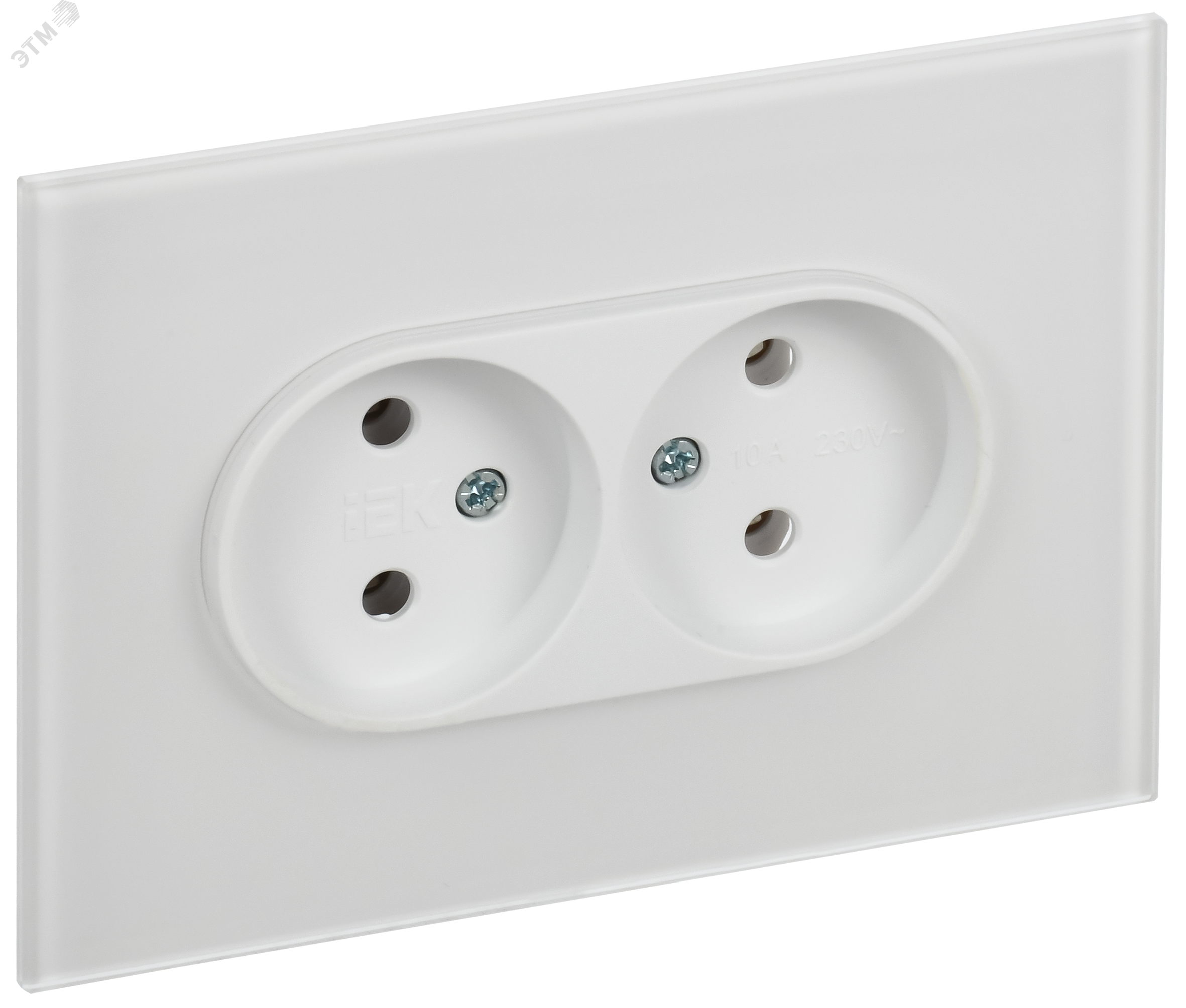 Изображение товара Розетка 2-местная без заземления, стекло, белая SKANDY SK-R03W