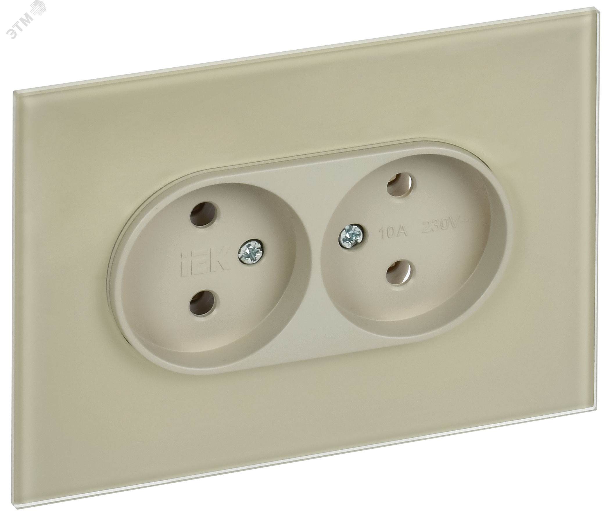 Изображение товара Розетка из стекла серии SKANDY 2-местная без заземления и защитных шторок, бежевый, 10А