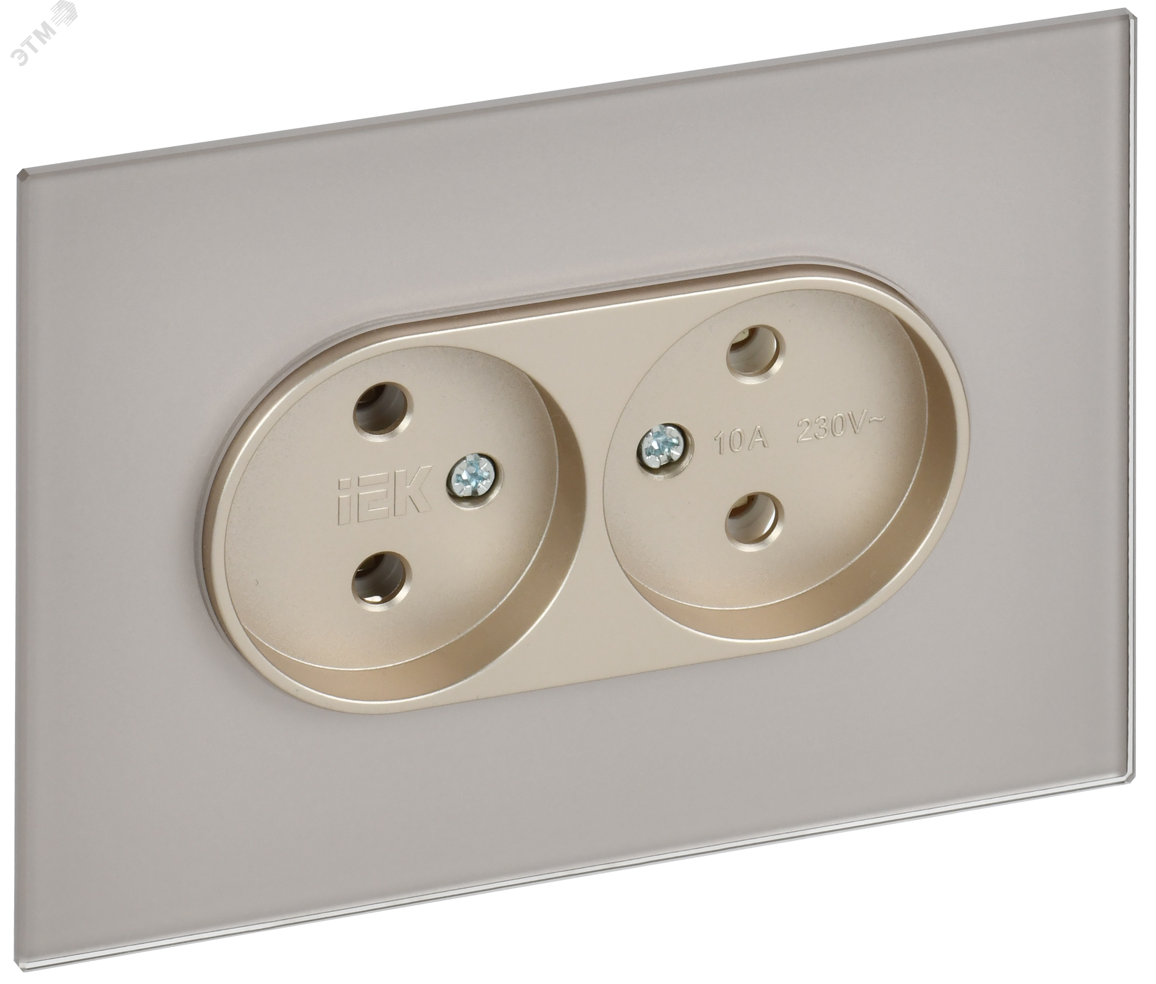 Изображение товара Розетка 2-местная без заземления без защитных шторок SKANDY стекло шампань