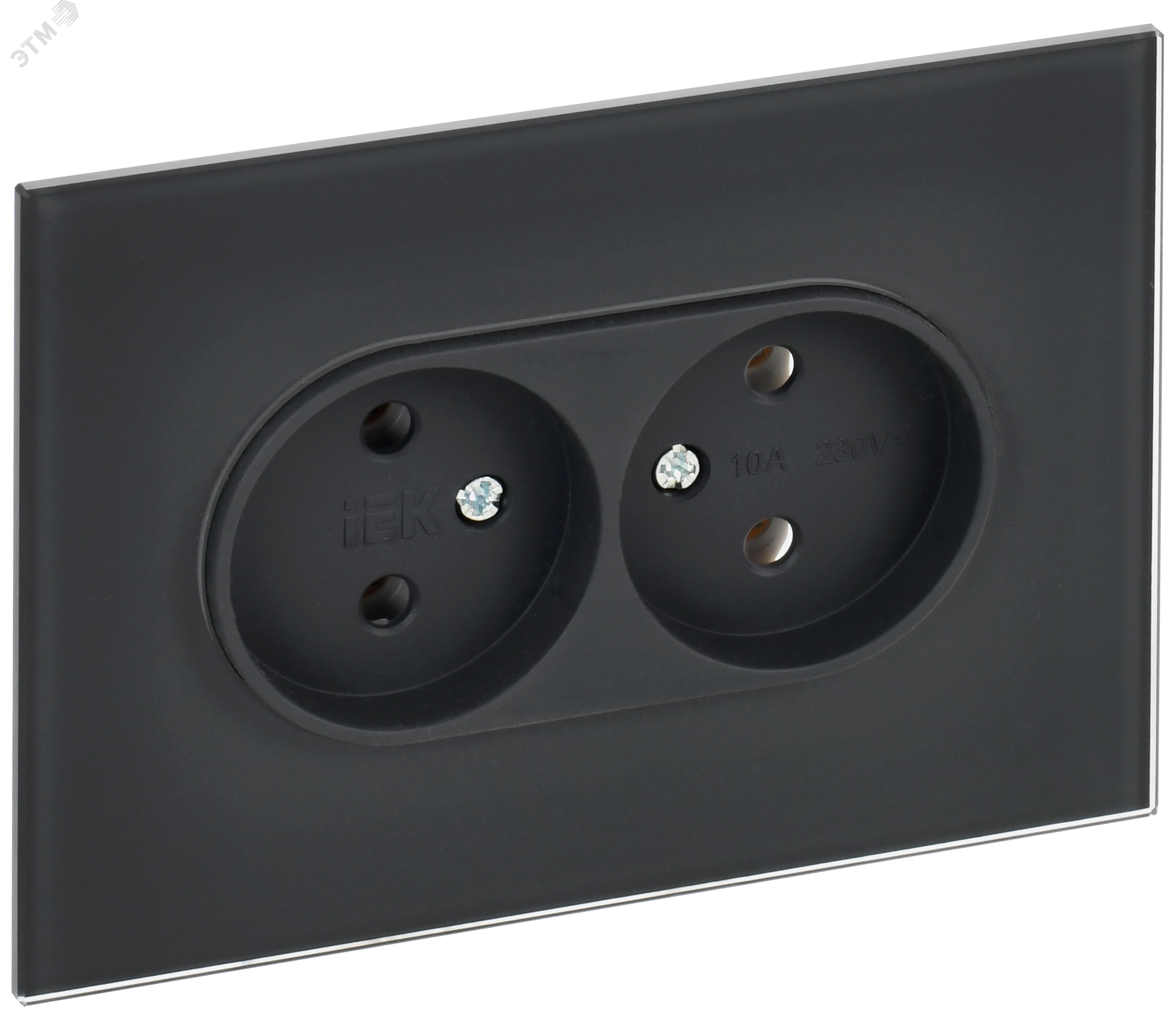 Изображение товара Стеклянная розетка двойная SKANDY без заземления 10А графит IP20