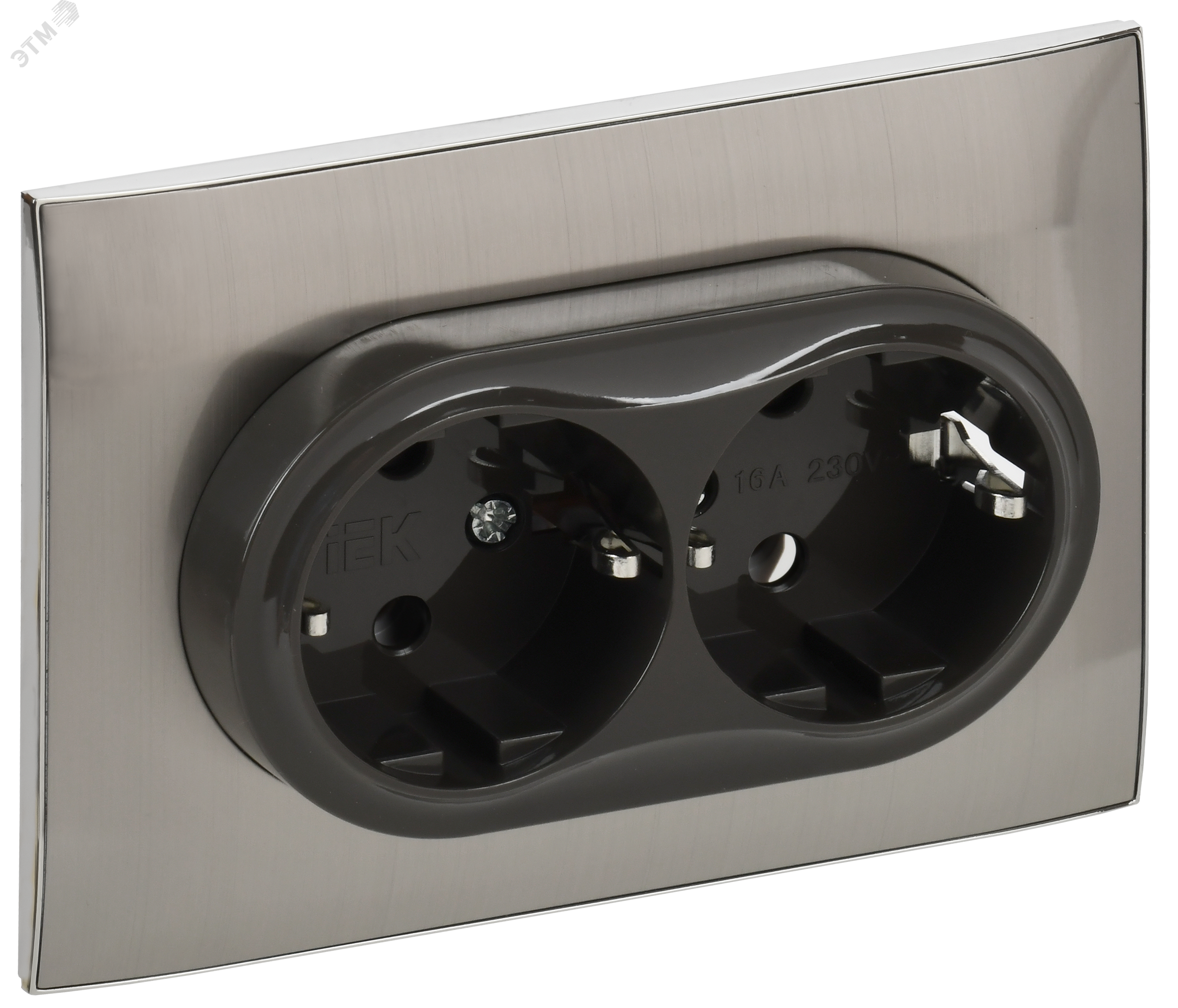 Изображение товара SKANDY Розетка 2-местная с заземлением никель SK-R08N