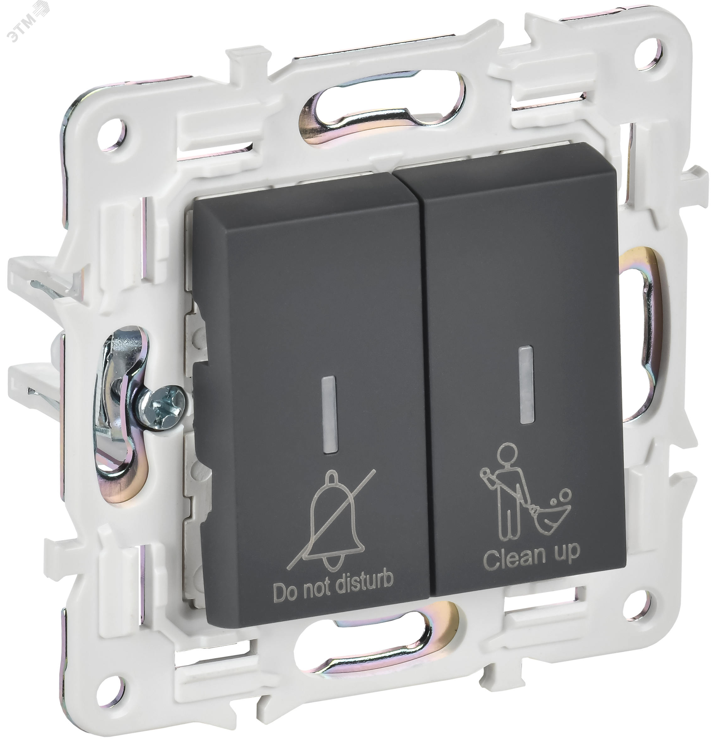 Изображение товара Выключатель 2-клавишный с индикацией для отелей SKANDY IP20 230В графит IEK