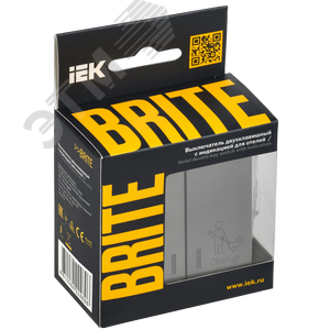 BRITE Выключатель 2-клавишный с индикацией для отелей 10А ВС10-2-9-БрС сталь IEK - фото 2
