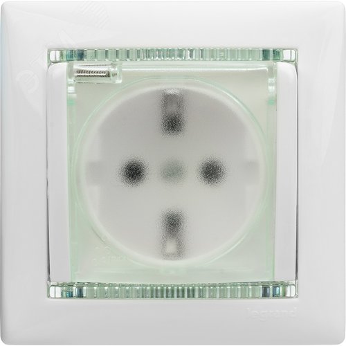 Розетка 1-местная с заземлением с защитными шторками и крышкой 16А IP44 белый VALENA - фото 2