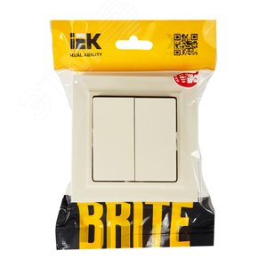 BRITE Выключатель двухклавишный 10А в сборе ВСР10-2-0-БрКр бежевый IEK - фото 6