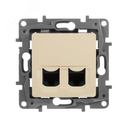 Розетка компьютерная двойная RJ45 категория 5Е UTP слоновая кость ETIKA - фото 2