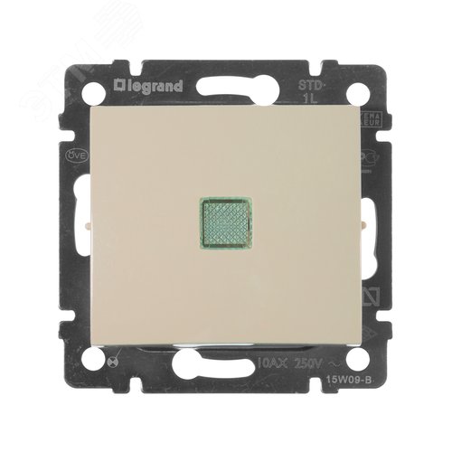 Выключатель 1-клавишный проходной с подсветкой схема 6LE 10А безвинтовое крепление слоновая кость VALENA - фото 1