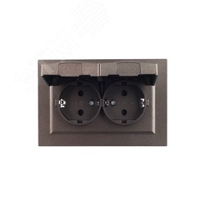 BRITE Розетка 2-местная с заземлением с защитными шторками и крышкой 16А в сборе IP44 РСбш12-3-44-БрТБ темная бронза - фото 10