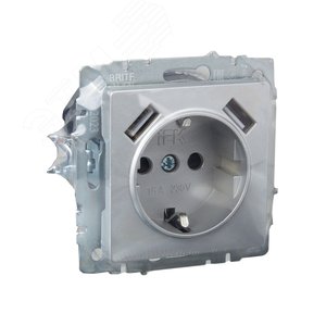 BRITE Розетка с заземлением с защитными шторками 16А с USB A+A 2,1А РЮш10-1-БрА алюминий - фото 6