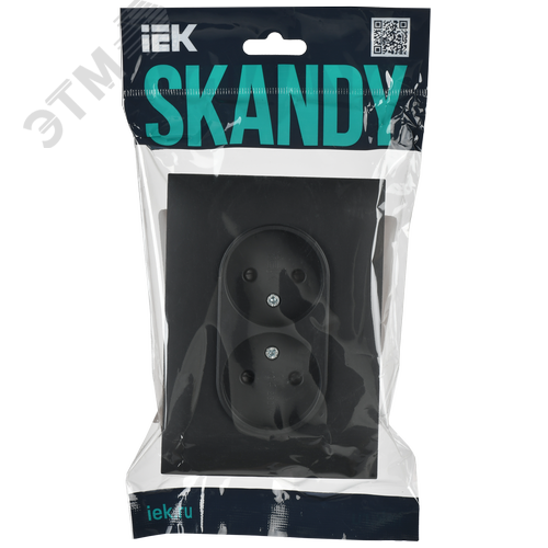 SKANDY Розетка 2-местная без заземления с защитными шторками 10А в сборе SK-R09G графит IEK - фото 2