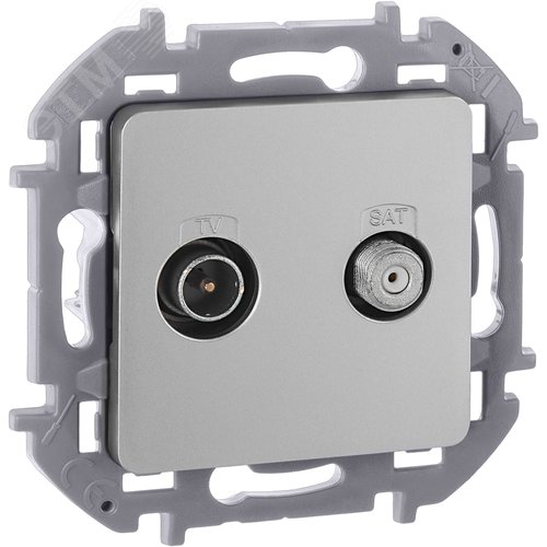 Изображение товара Розетка двойная TV+SAT тип звезда двухкабельная алюминий INSPIRIA (шт)