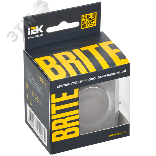 BRITE Светорегулятор поворотно-нажимной 600Вт СС10-1-0-БрС сталь - фото 2
