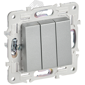 SKANDY Выключатель 3-клавишный 10А SK-V11S серебряный IEK - фото 1