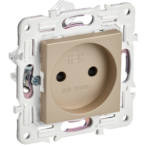SKANDY Розетка без заземления с защитными шторками 10А SK-R01Sa песочный IEK - фото 1