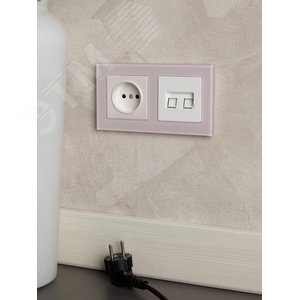 BRITE Рамка 2 поста РУ-2-2-Бр стекло розовый матовый IEK - фото 5