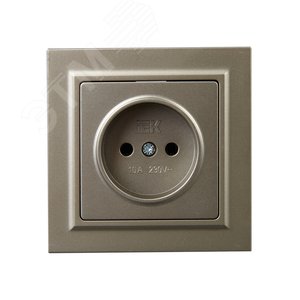 BRITE Розетка 1 пост без заземления без защитных шторок 10А в сборе РСР10-1-0-БрШ шампань IEK - фото 2