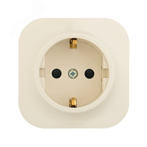 Розетка 1-местная для открытой установки с заземлением с защитными шторками 16Аслоновая кость QUTEO - фото 2