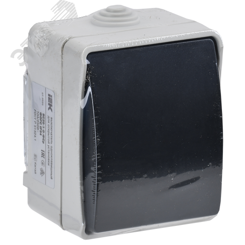 Выключатель 1-клавишный проходной для открытой    установки 10А IP54 ВС20-1-0-ФСр серый IEK - фото 2