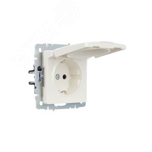 BRITE Розетка с заземлением с защитными шторками и крышкой 16А IP44 РСбш10-3-44-БрЖ жемчуг - фото 2