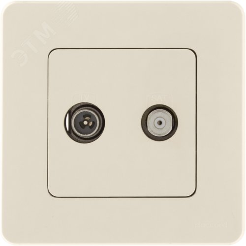 Розетка двойная TV+SAT тип звезда двухкабельная слоновая кость INSPIRIA - фото 2