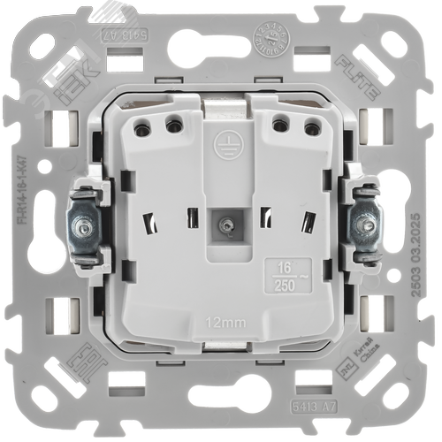 FLITE Розетка с заземлением с защитными шторками безвинтовое крепление 16А РСш11-1-ФлА алюминий IEK - фото 3
