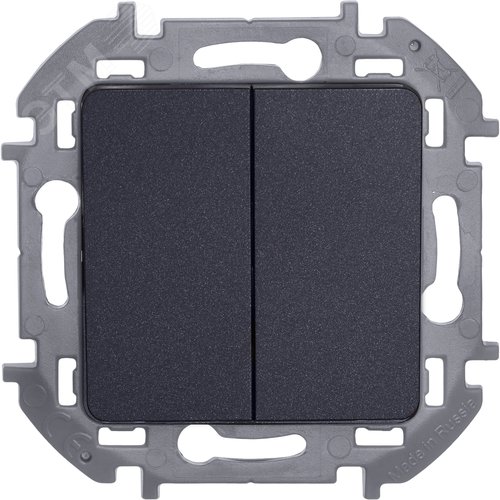 Выключатель 2-клавишный 10АХ безвинтовое крепление антрацит INSPIRIA - фото 2