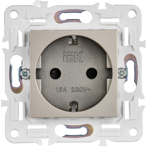 SKANDY Розетка с заземлением с защитными шторками 16А безвинтовое крепление SK-R06Sh шампань IEK - фото 2