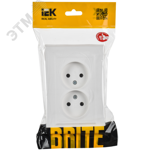 BRITE Розетка 2-местная без заземления без защитных шторок 10А в сборе РС12-2-БрАБ арктический белый IEK - фото 6
