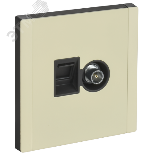 Изображение товара FORTE&PIANO Розетка двойная TV+RJ45 кат.6 FP837M металл слоновая кость IEK (шт)