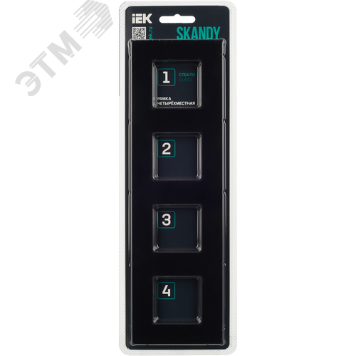 SKANDY Рамка 4-местная SK-F24Bl стекло черный IEK - фото 5