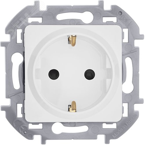 Розетка 1-местная с заземлением с защитными шторками 16А белый INSPIRIA - фото 2