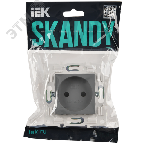 SKANDY Розетка без заземления с защитными шторками 10А SK-R01Gr серый IEK - фото 6