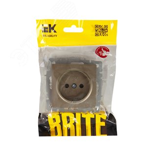 BRITE Розетка 1 пост без заземления с защитными шторками 10А РСш10-2-БрШ шампань IEK - фото 6