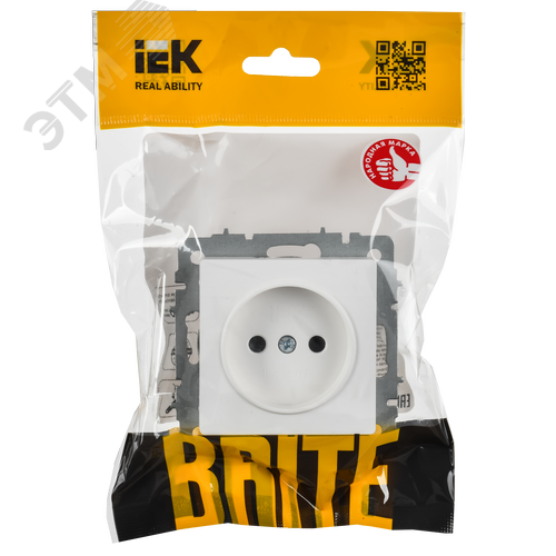 BRITE Розетка 1-местная без заземления без защитных шторок 10А РС10-1-0-БрАБ арктический белый IEK - фото 6