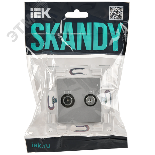 SKANDY Розетка двойная TV+SAT SK-A13S серебряный IEK - фото 2