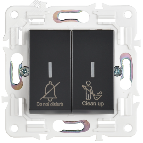 SKANDY Выключатель 2-клавишный с индикацией для отелей 10А SK-V16Bl черный IEK - фото 3