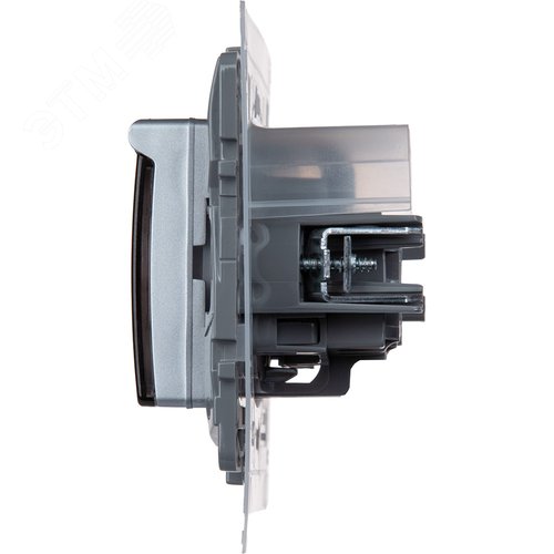 Розетка 1-местная с заземлением с защитными шторками и крышкой 16А IP44 алюминий ETIKA - фото 2