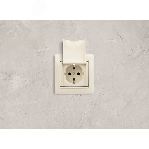 Розетка 1-местная с заземлением с защитными шторками и крышкой 16А IP20 слоновая кость VALENA - фото 3