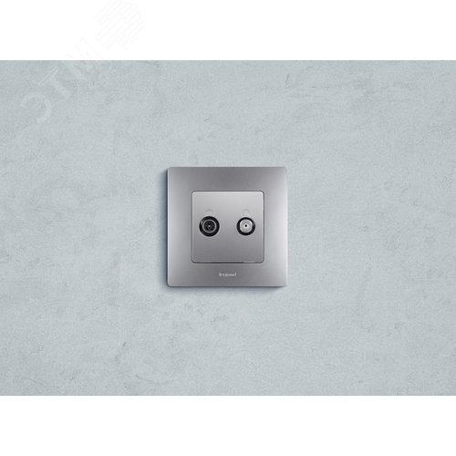 Розетка двойная TV+SAT тип звезда алюминий ETIKA - фото 2