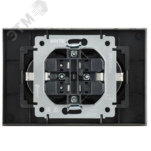 BRITE Розетка 2-местная с заземлением без защитных шторок плоская 16А в сборе РСПл12-3-БрШ шампань IEK - фото 3