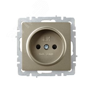 BRITE Розетка 1 пост без заземления с защитными шторками 10А РСш10-2-БрШ шампань IEK - фото 2