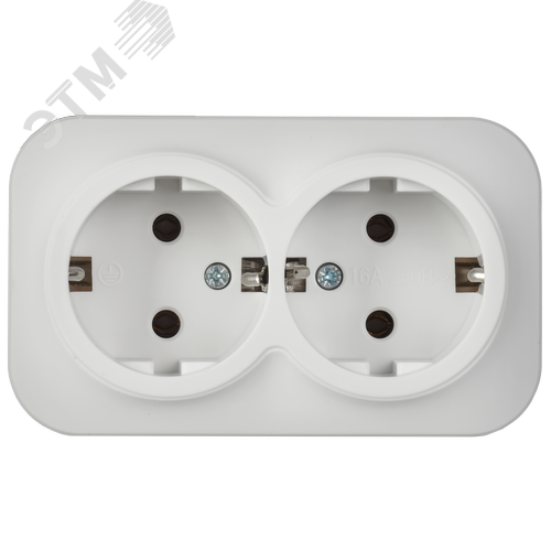 GLORY Розетка 2-местная для открытой установки с заземлением без защитных шторок 16А РС22-3-ХБм белый матовый IEK - фото 2