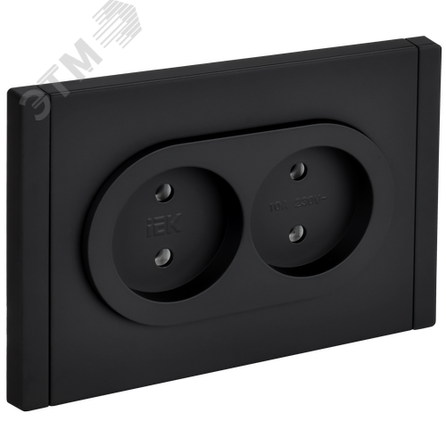 Изображение товара FORTE&PIANO Розетка 2-местная без заземления без защитных шторок безвинтовое крепление 10А FP126M металл черный IEK (шт)