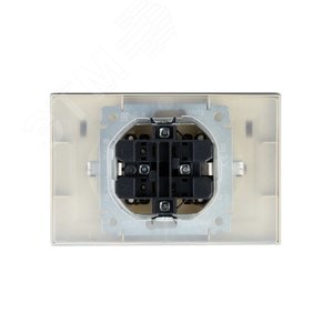 BRITE Розетка двойная с заземлением с защитными шторками и крышкой 16А в сборе IP44 РСбш12-3-44-БрА алюминий - фото 4