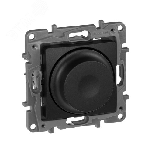 Светорегулятор поворотно-нажимной LED 300Вт без нейтрали антрацит ETIKA - фото 1