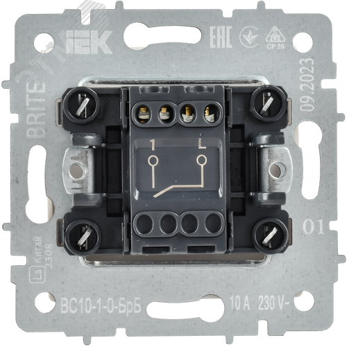 BRITE Выключатель 1-клавишный 10А ВС10-1-0-БрБ белый - фото 3