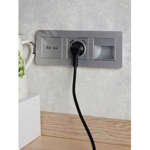 BRITE Розетка с заземлением с защитными шторками 16А с USB A+A 2,1А РЮш10-1-БрА алюминий - фото 8