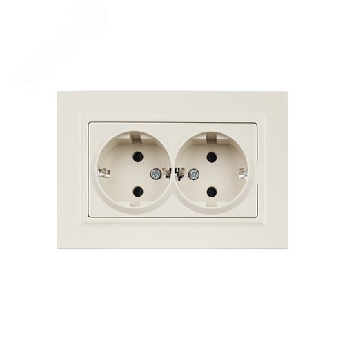 BRITE Розетка двойная с заземлением с защитными шторками 16А в сборе РСш12-3-БрКр бежевый - фото 3