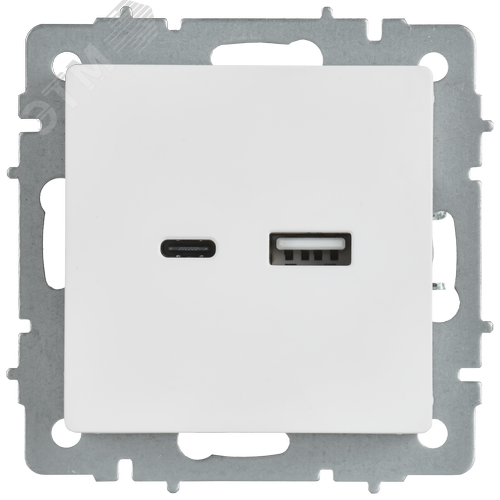 BRITE Розетка USB A+C 18Вт РЮ11-1-БрАБ арктический белый IEK - фото 2