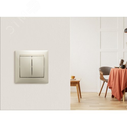 Выключатель 2-клавишный схема 5 10А безвинтовое крепление слоновая кость VALENA - фото 2